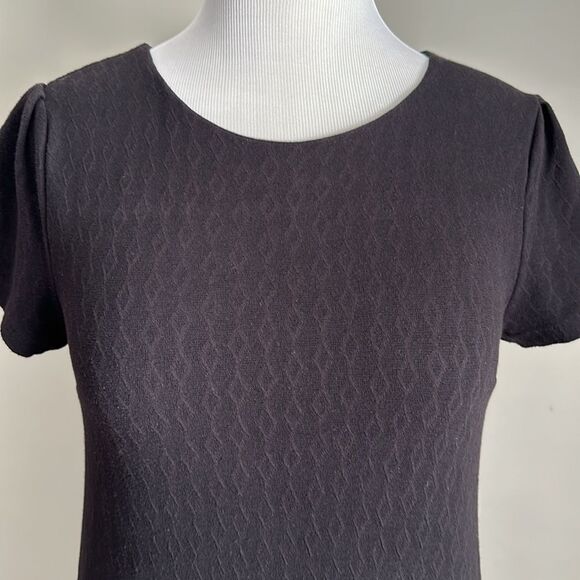 Maeve Anthropologie Women’s Little Black Shift Dress Diamond Knit Printed Size M - Picture 4 of 9